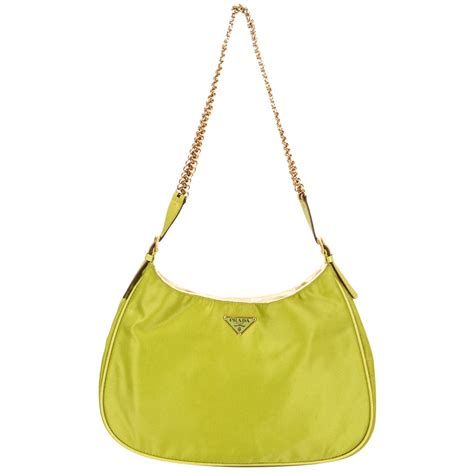 prada vintage lime green bag with gold metal straps prices|vintage Prada bags for sale.